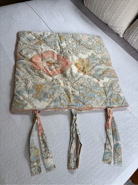 Pottery Barn Quilted Floral Euro Sham in Cream, Blue & Coral